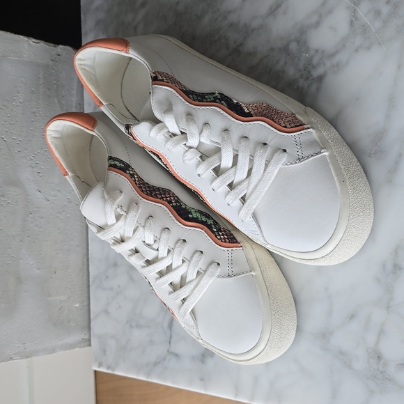 Madewell Sidewalk Low-Top Sneakers in Snake Embossed Leather: Wave Edition sz 8 - Picture 3 of 7